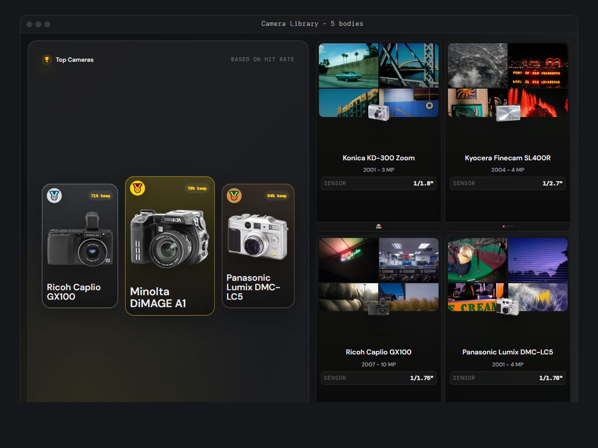 Camera library mockup screenshot